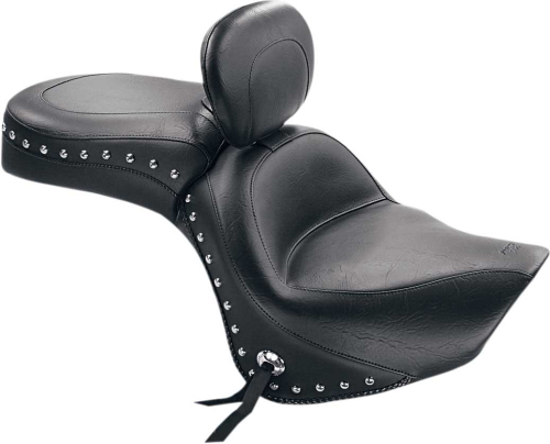 Mustang - Mustang Wide Touring One-Piece Seat with Driver Backrest - Studded - 79416
