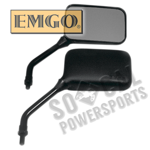 Emgo - Emgo Universal Rectangular Mirror - GP Deluxe - Short Stem - 10mm Thread - Both - 20-78253