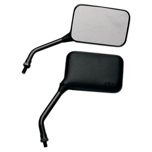 Emgo - Emgo Universal Rectangular Mirror - GP Deluxe - Short Stem - Black - 130mm x 85mm - 10mm Thread - Left - 20-78213