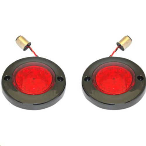 Custom Dynamics - Custom Dynamics Probeam Flat Bezel LED Turn Signal Inserts for Models with 1156 Contact Bases - Black/Red Lens - PB-FB-R-1156-BR