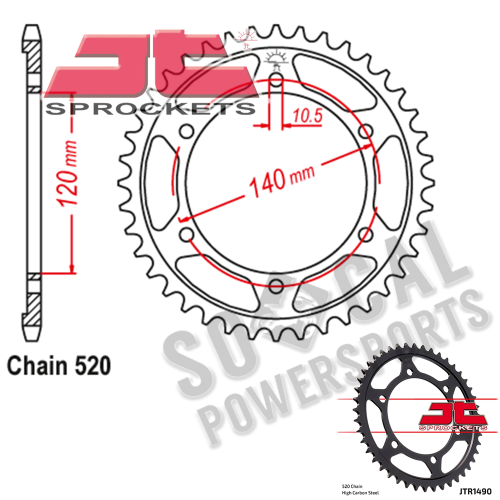 JT Sprockets - JT Sprockets Steel Rear Sprocket - 42T - JTR1490.42