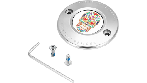 Figurati Designs - Figurati Designs Timing Cover - Stainless Steel with Sugar Skull - 2 Hole - FD30-TC-2H-SS