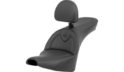 Saddlemen - Saddlemen Roadsofa Seat - with Backrest - Black/Black Stitching - 818-30-187BR