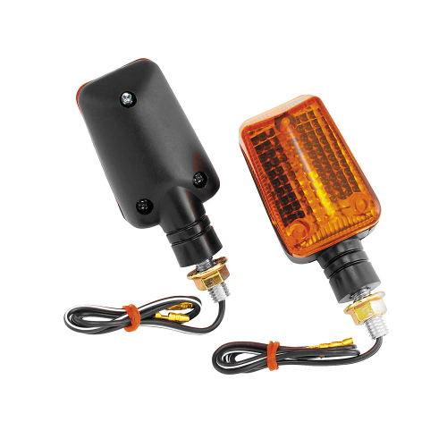BikeMaster - BikeMaster Universal Mini Stalk Marker Light Kit - Amber Lens - Clear Bulb - Black Shell - 268038
