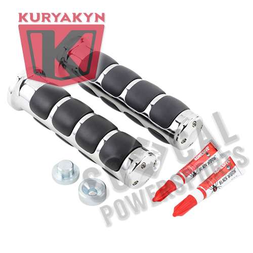 Kuryakyn - Kuryakyn ISO Grips with Chrome Accent Rings - 6-1/4in. - 6190
