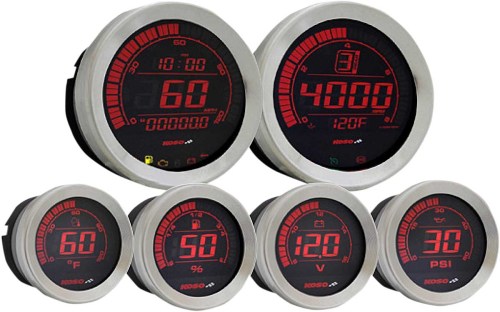 Koso North America - Koso North America Digital Gauge Cluster - Silver - BA050901