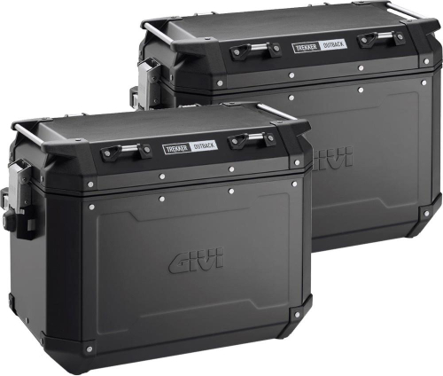 GIVI - GIVI Outback Series 48L Aluminum Side Cases - Pair (Left and Right) - Black - OBKN48BPACK2A