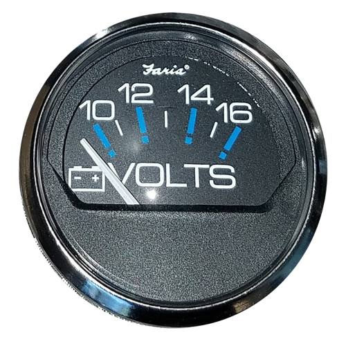 Faria Beede Instruments - Faria Chesapeake Black 2" Voltmeter (10-16 VDC)