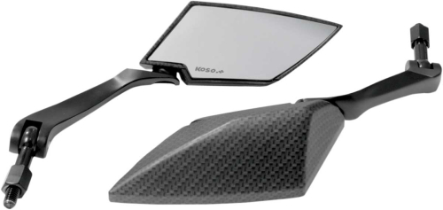 Koso North America - Koso North America TT-Style Mirrors - Carbon-Style Shell - Clear Lens - OA016CK2