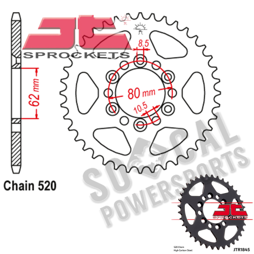 JT Sprockets - JT Sprockets Steel Rear Sprocket - 37T - JTR1845.37