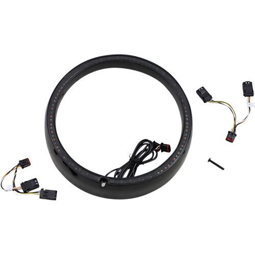 Custom Dynamics - Custom Dynamics Probeam Amber/White Headlamp Trim Ring with Standard Turn Signal - Black - PB-7TR-AW-1B
