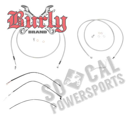 Burly Brand - Burly Brand Extended Cable/Brake Line Kit for 13in. Ape Handlebars - Stainless Steel - B30-1119