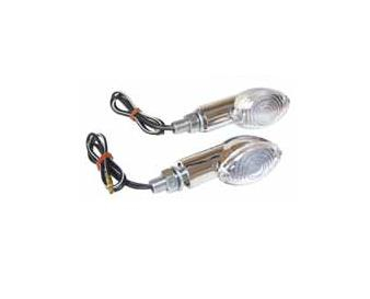 Emgo - Emgo Mini-Stem Cateye Deco Lights - Chrome Housing/Clear Lights - 61-66253