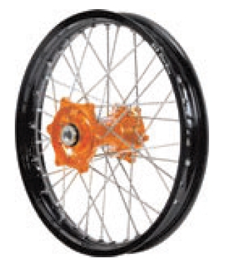 Dubya - Dubya MX Rear Wheel with Excel Rim - 2.15x19 (22mm Axle) - Orange Hub/Silver Rim - 70-3068-2OS