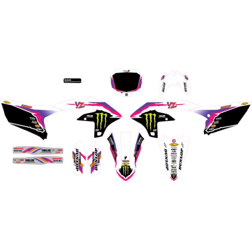 DCOR - DCOR YZ Retro Monster Energy Complete Graphics Kit - Black Background - 20-50-415