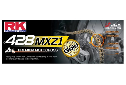 RK - RK 428 MXZ1 Mini Racing Non-Sealed Chain - 128 Links - Natural - 428MXZ1-128