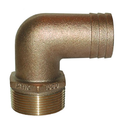 GROCO - GROCO 1" NPT x 1" ID Bronze 90 Degree Pipe to Hose Fitting Standard Flow Elbow