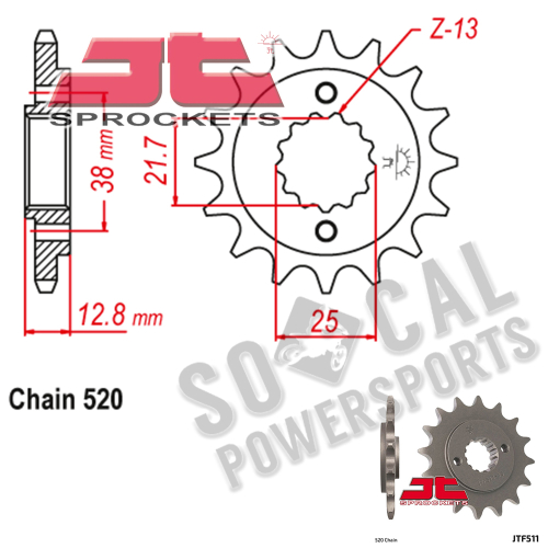 JT Sprockets - JT Sprockets Steel Front Sprocket - 15T - JTF511.15