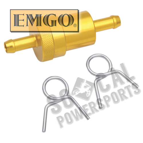 Emgo - Emgo Aluminum Fuel Filter - 5/16in. - Gold Anodized - 14-34434