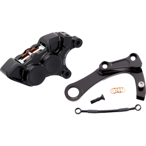 Arlen Ness - Arlen Ness 4-Piston Differential Bore Rear Brake Caliper/Bracket - Black - 02-329