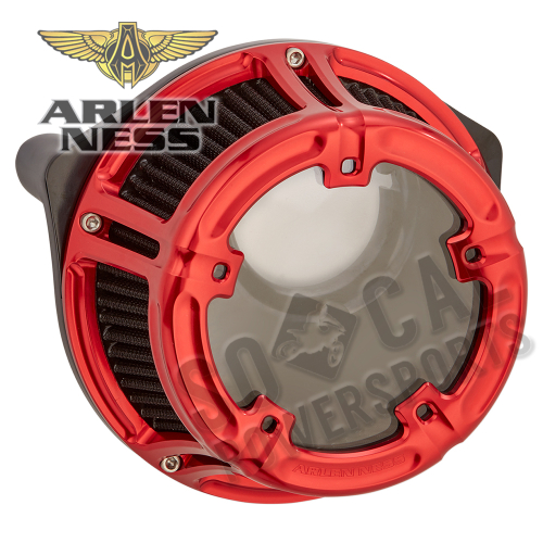 Arlen Ness - Arlen Ness Method Clear Sucker Air Cleaner Kit - Red Anodized - 18-172