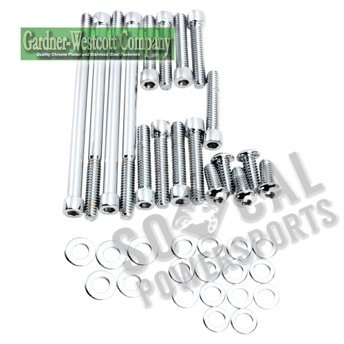 Gardner-Westcott - Gardner-Westcott Primary and Derby Covers Chrome Steel Socket-Head Bolt Kit - P-10-48-08