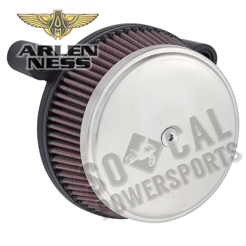 Arlen Ness - Arlen Ness Big Sucker Stage I Air Filter Kit - Brushed Stainless - Red Filter - 18-742