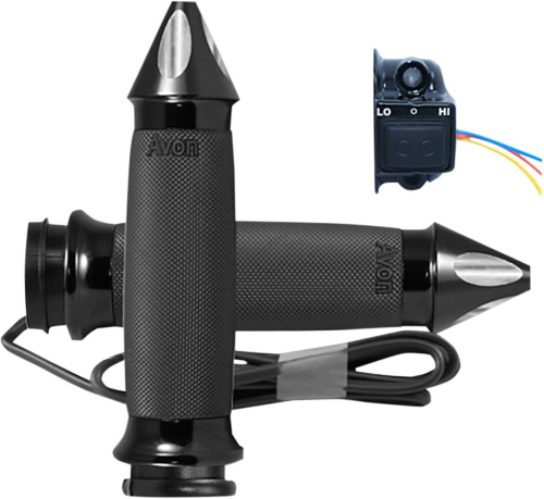Avon Grips - Avon Grips Custom Contour Spike Heated Grips - Black - CC-86-AN-S-F-HT