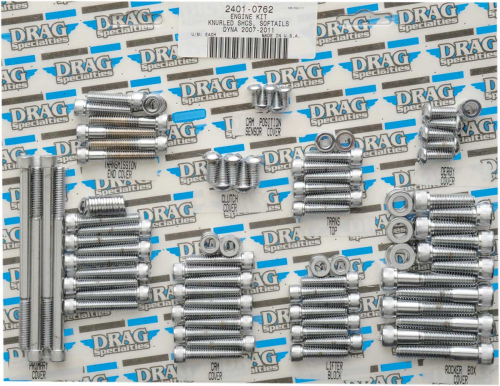 Drag Specialties - Drag Specialties Complete Motor Chrome Socket-Head Bolt Set - Knurled - MK699