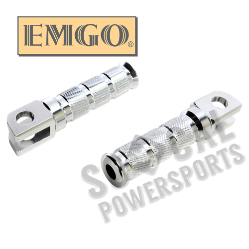 Emgo - Emgo Round Style Footpegs - Rider - Silver - 50-11231