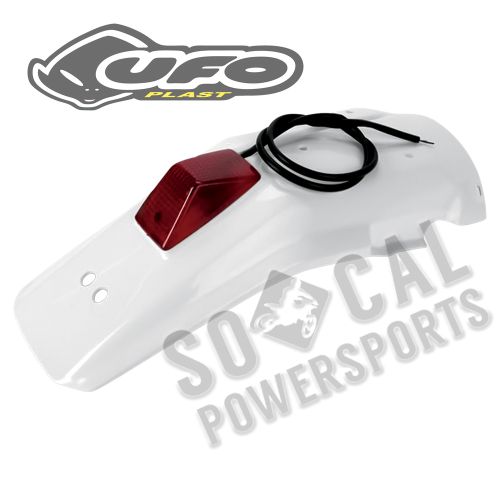 UFO Plastics - UFO Plastics Enduro Rear Fender with Light - White - XR02650-041