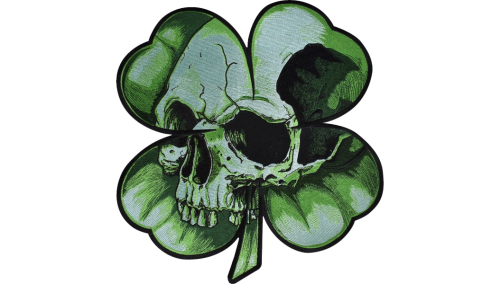 Lethal Threat - Lethal Threat Shamrock Clover Skull Embroidered Patch - 12in. W x 12.75in. L - LT30246
