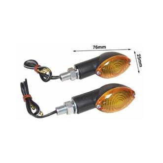 Emgo - Emgo Mini-Stem Cateye Deco Lights - Black Housing/Amber Lens - 61-66241