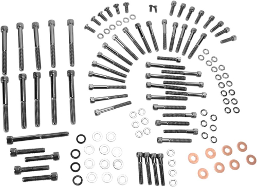 Drag Specialties - Drag Specialties Complete Motor Black Chrome Socket-Head Bolt Set - Knurled - MK694BK