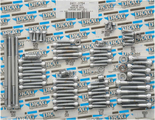 Drag Specialties - Drag Specialties Complete Motor Chrome Socket-Head Bolt Set - Knurled - MK700
