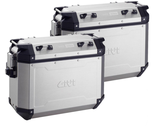 GIVI - GIVI Outback Series 37L Aluminum Side Cases - Pair (Left and Right) - Silver - OBKN37APACK2A