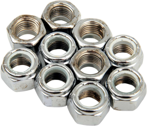 Drag Specialties - Drag Specialties Chrome Nylon Insert Nuts - 7/16in.-20 - MPB280
