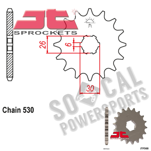 JT Sprockets - JT Sprockets Steel Front Sprocket - 16T - JTF568.16
