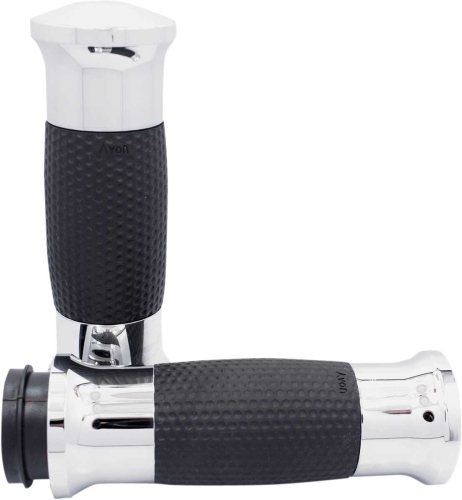 Avon Grips - Avon Grips Air Gel Grips - Flame with Fly-by-Wire Throttle - Chrome - GEL-70-CH-FLY