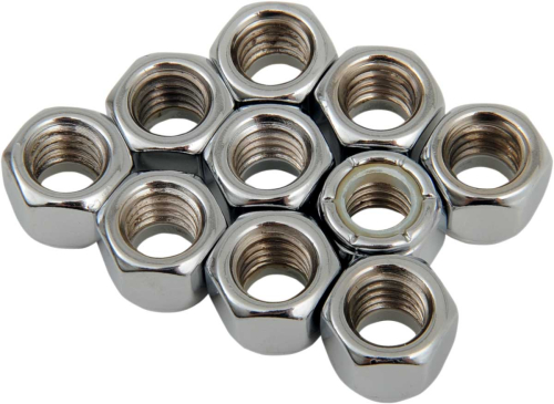 Drag Specialties - Drag Specialties Chrome Nylon Insert Nuts - 3/8in.-16 - MPB277