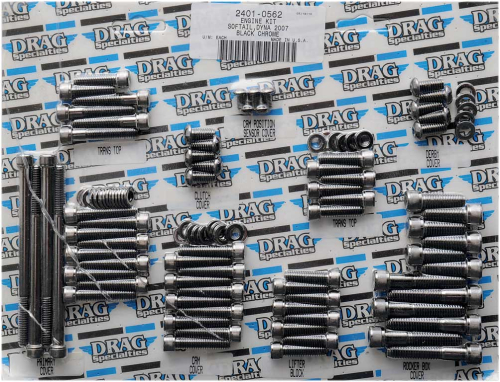 Drag Specialties - Drag Specialties Complete Motor Black Chrome Socket-Head Bolt Set - Knurled - MK699BK
