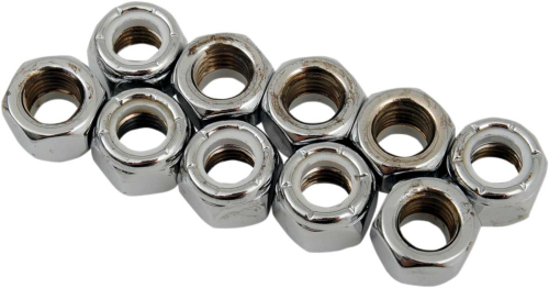 Drag Specialties - Drag Specialties Chrome Nylon Insert Nuts - 5/16in.-24 - MPB276