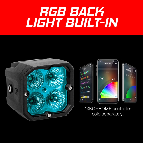 XK Glow - XK Glow Flood Pattern RGB POD LIGHTS with Controller - XK065001-FL-KIT