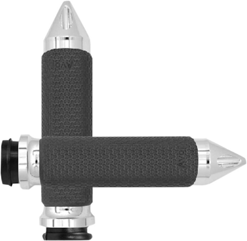 Avon Grips - Avon Grips Memory Foam Grips with Spike Ends - 1.375in. - Chrome - MF63CHFLYSPK