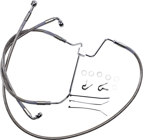 Drag Specialties - Drag Specialties Extended Stainless Steel Front Brake Line Kit - Clear Coated - 17-1/4in, 21-1/2in, 36-1/4in. - 1741-3981
