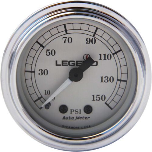 Legends - Legends Fairing Mounted LED Backlit PSI Gauge - Silver with White Face - 2212-0485