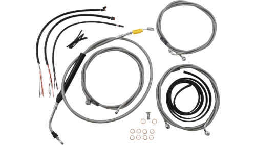 LA Choppers - LA Choppers Complete Handlebar Cable/Brake & Clutch Line/Wire Kit - Stainless Braided - LA-8056KT2-16