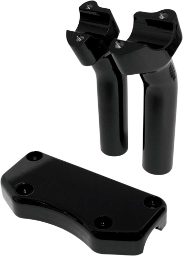 Drag Specialties - Drag Specialties Handlebar Riser/Top Clamp Kit with 1in. Clamping Area - 5 1/2in. Tall with 1in. Pullback - Black - 0602-0591