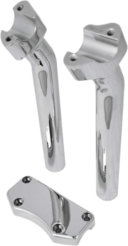 Drag Specialties - Drag Specialties Handlebar Riser/Top Clamp Kit with 1in. Clamping Area - 9 1/2in. Tall with 1in. Pullback - Chrome - 0602-0594
