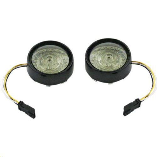 Custom Dynamics - Custom Dynamics Bullet Bezel Turn Signal Inserts for Models with Jae Bases - Gloss Black/Smoke Lens - PB-BB-AW-JAEBS